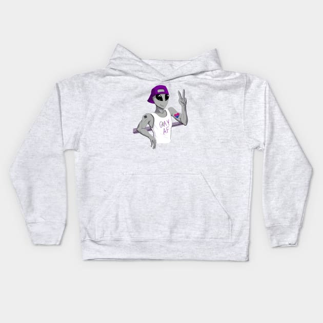 Biromantic Grey Alien Kids Hoodie by Silentrebel